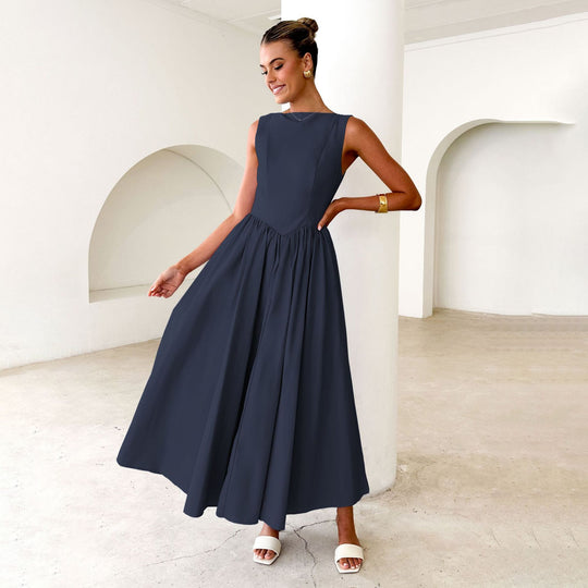 Damen Elegantes Maxi-Kleid mit breitem Rockansatz und taillierter Passform R&B