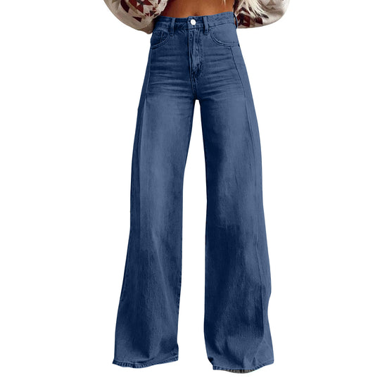 Damen Weite High-Waist Jeans im Urbanen Stil R&B