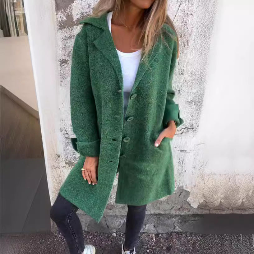 Damen kuscheliger Oversize-Mantel mit praktischen Taschen und elegantem Revers R&B