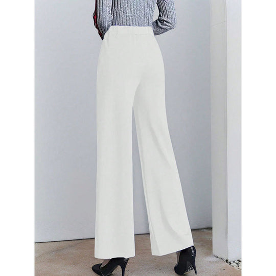 Damen Weite High-Waist Stoffhose mit eleganten Falten R&B
