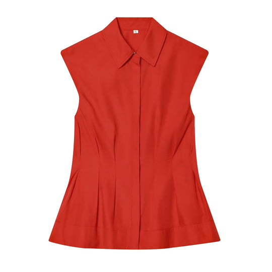 Damen ärmelloses Blusenshirt mit raffinierter Taillierung und elegantem Kragen R&B