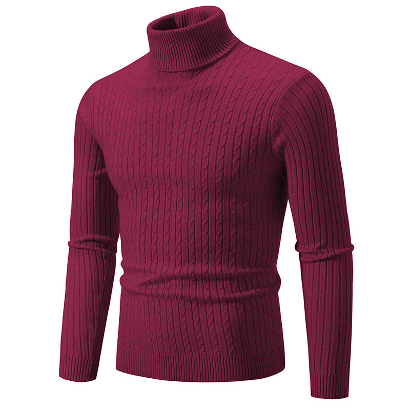 Herren Rollkragenpullover mit strukturiertem Zopfmuster R&B