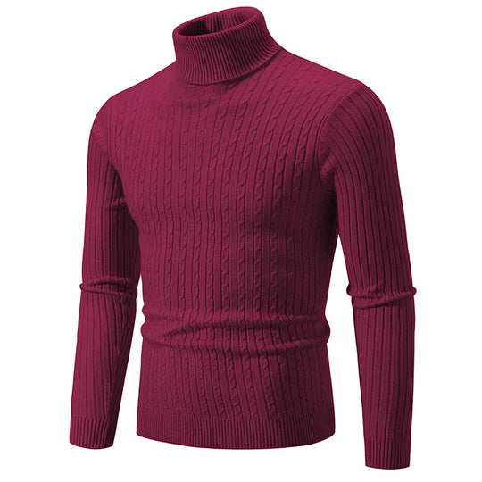 Herren Rollkragenpullover mit strukturiertem Zopfmuster R&B