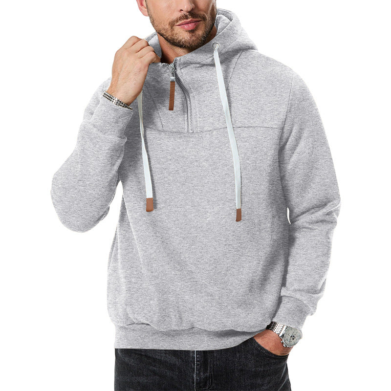 Herren lässiger Kapuzenpullover mit hochwertigem Reißverschluss und strukturiertem Stoff R&B
