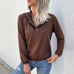 Damen Sportpullover mit Kapuze und Knopfleiste R&B