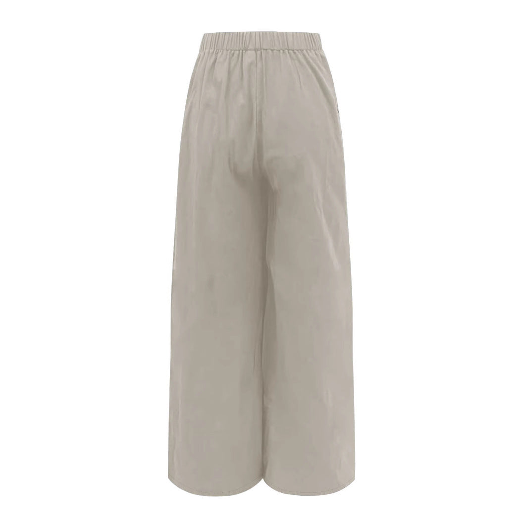 Damen Leichte, weit geschnittene Leinenhose mit elastischem Bund und praktischen Taschen R&B