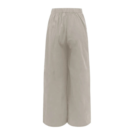 Damen Leichte, weit geschnittene Leinenhose mit elastischem Bund und praktischen Taschen R&B