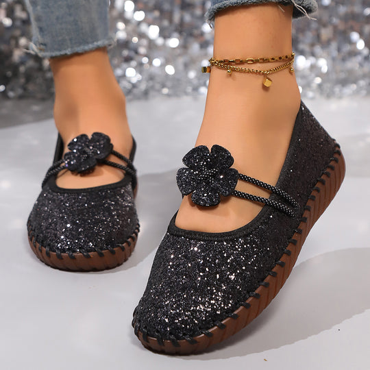 Damen Glitzernde Ballerinas mit floralen Akzenten R&B