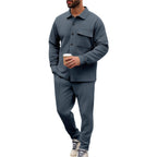 Herren nan Hemdenjacke-Set mit aufgesetzter Klappentasche und konischer Komforthose R&B