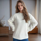 Damen lässiger Pullover mit weitem Schnitt und modernem Rippstrickdesign R&B