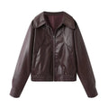 Damen modische Kunstlederjacke mit raffinierter Passform R&B