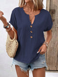 Damen Kurzarm Bluse mit Knopfleiste und lässigem Schnitt R&B