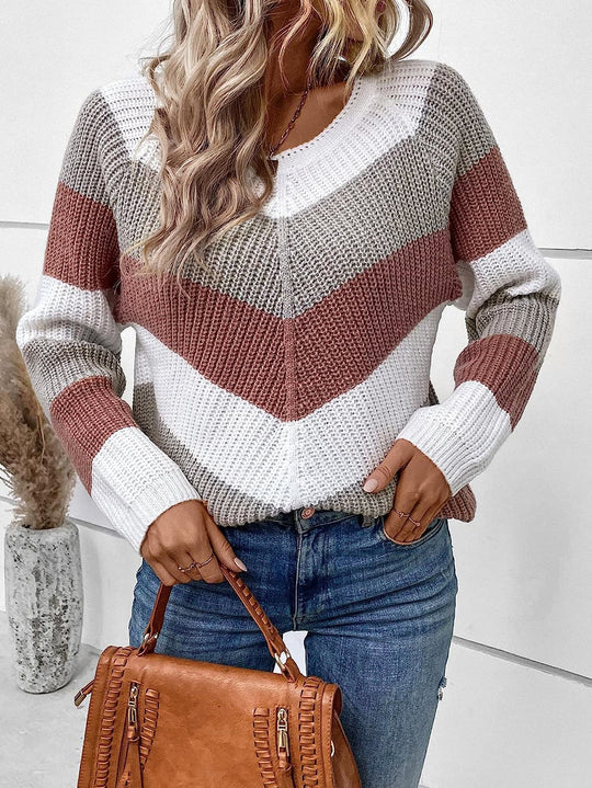 Damen Gemusterter Strickpullover im lässigen Stil R&B