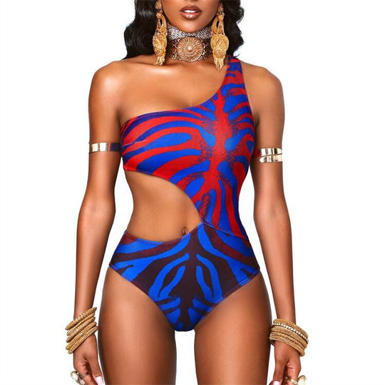 Damen asymmetrischer Cut-Out Badeanzug R&B