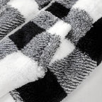 Damen Flauschige Kapuzenjacke im Karomuster R&B