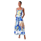 Damen Maxikleid mit floralem Muster und schmalen Spaghettiträgern R&B