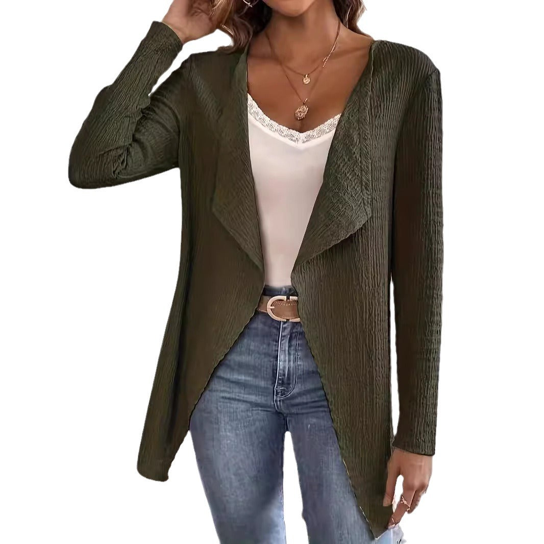 Damen eleganter Cardigan mit asymmetrischem Schnitt und strukturierter Oberfläche R&B