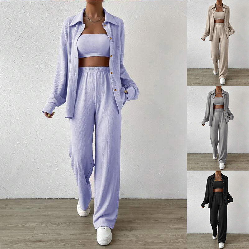 Damen Zweiteiliges Lounge-Set mit Oberteil und weiter Hose R&B