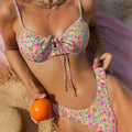 Damen Triangel-Bikini mit verstellbaren Trägern und floralem Motiv R&B