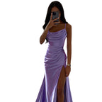Damen Elegantes Maxikleid mit raffiniertem Drapé und hohem Schlitz R&B