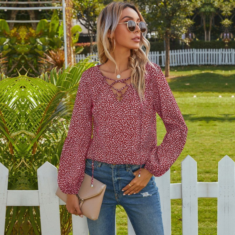 Damen Bluse mit raffiniertem Schnürdesign und lässigem Schnitt R&B