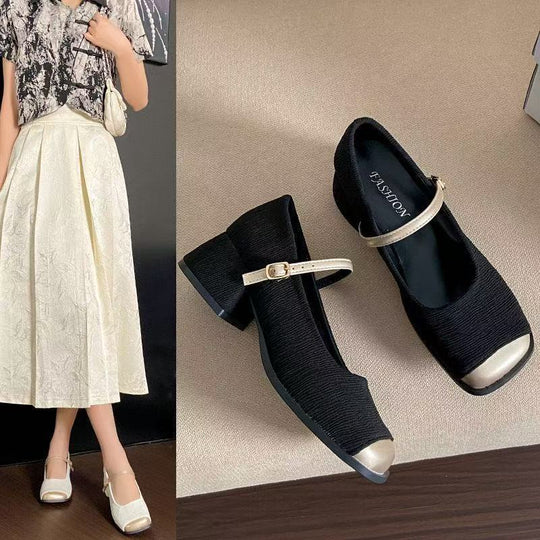 Damen Elegante Mary Jane Schuhe mit feinem Obermaterial und verstellbarem Riemen R&B