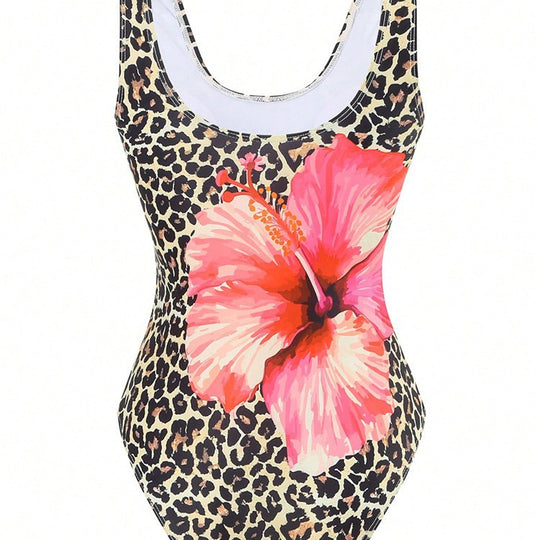 Damen Floral-Muster Einteiler Badeanzug R&B