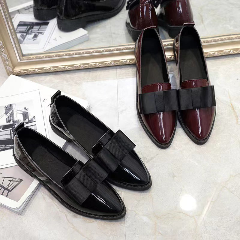 Damen Ballerinas aus Hochglanz-Leder mit eleganter Schleifen-Applikation R&B