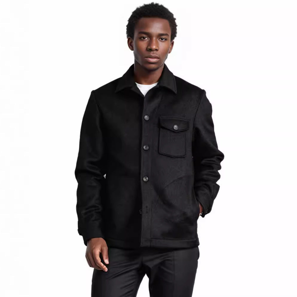 Herren elegante Bouclejacke mit praktischen Taschen R&B