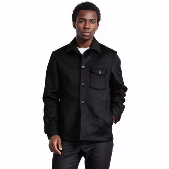 Herren elegante Bouclejacke mit praktischen Taschen R&B