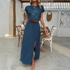 Damen Zweiteiliges Set mit Crop-Top und Maxirock R&B