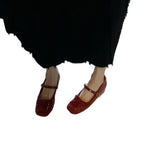 Damen Ballerinas mit elegantem Riemen und hochwertigem Lackleder R&B