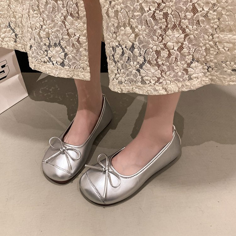 Damen klassische Ballerinas mit dekorativem Schleifenakzent R&B