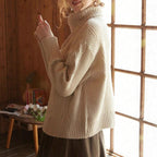 Damen Strickpullover mit hohem Kragen und Zipper R&B