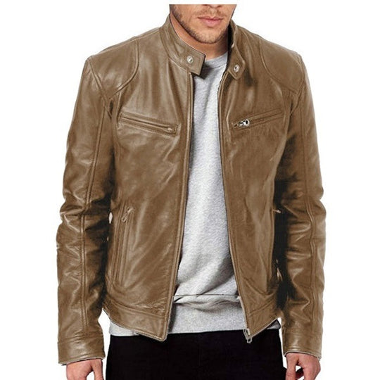 Herren Robuste Leder Bikerjacke