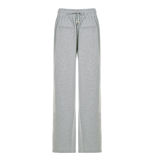 Damen lässige Relax-Hosen mit elastischem Bund und Bindegürtel R&B