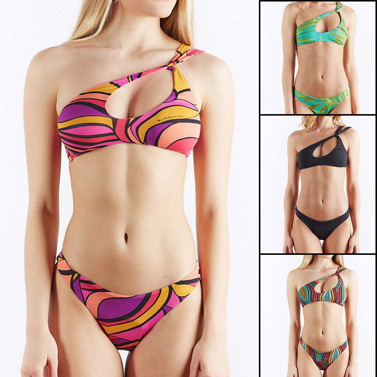 Damen Einseitiger Bikinis mit modischem Cut-Out R&B