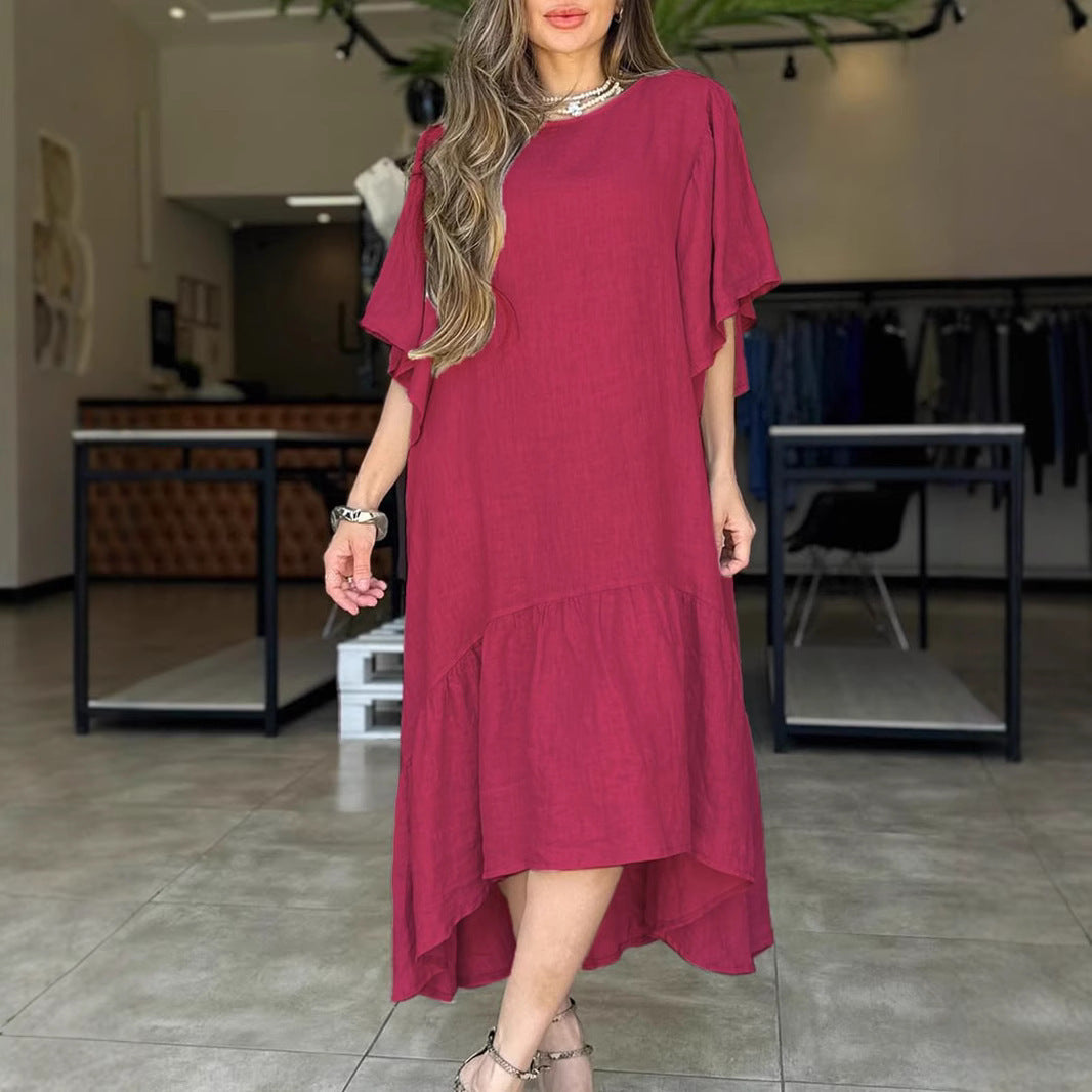 Damen lässiges Leinenkleid mit voluminösen Ärmeln R&B
