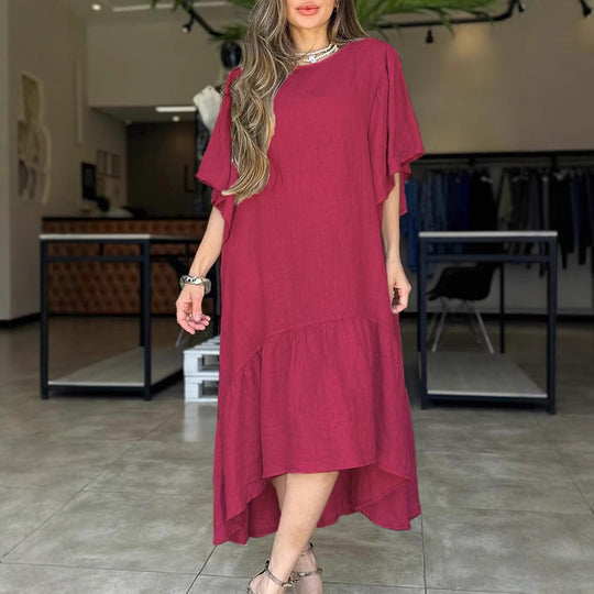 Damen lässiges Leinenkleid mit voluminösen Ärmeln R&B