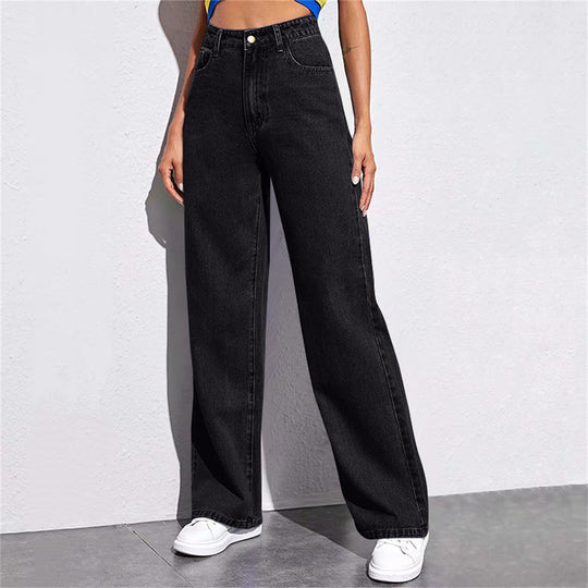 Damen Weite High-Waist Jeans im lässigen Schnitt mit eleganten Details R&B