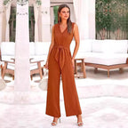 Damen eleganter Jumpsuit mit tailliertem Schnitt und weitem Bein R&B
