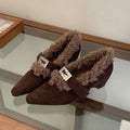 Damen elegante Stiefeletten mit warmem Futter und modischem Riemchen R&B