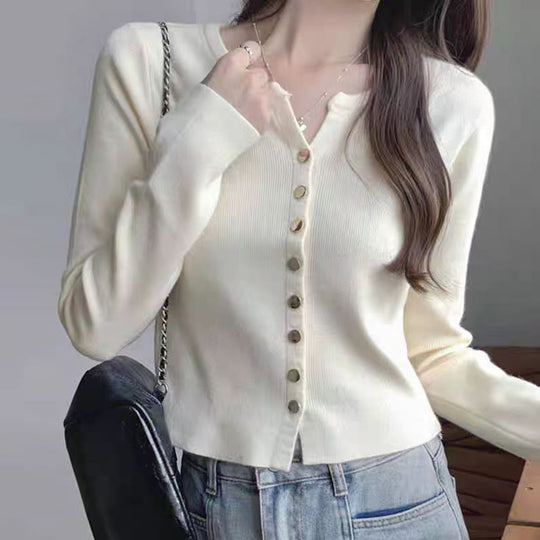 Damen Strickjacke mit perlmuttknöpfen R&B