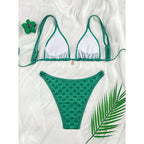 Damen Triangel-Bikini mit dekorativem Muster R&B