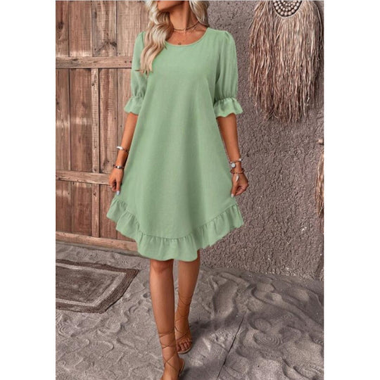 Damen Sommerliches Freizeitkleid mit Rüschendetails und lockerem Schnitt R&B