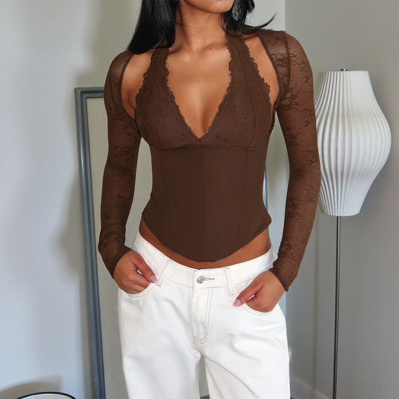 Damen Spitzen-Bodysuit mit figurformendem Design R&B