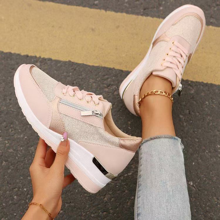 Damen Modische Sneakers mit glitzerndem Akzent und Reißverschluss R&B