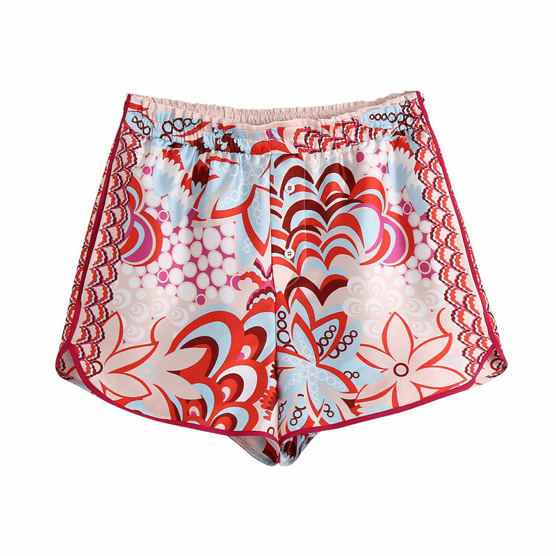 Damen Blusenset mit floralem Muster und Shorts R&B