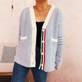 Damen Strickjacke mit modischem Streifenmuster R&B