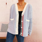 Damen Strickjacke mit modischem Streifenmuster R&B